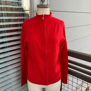 Madison Cashmere Red Zip Up Sweater